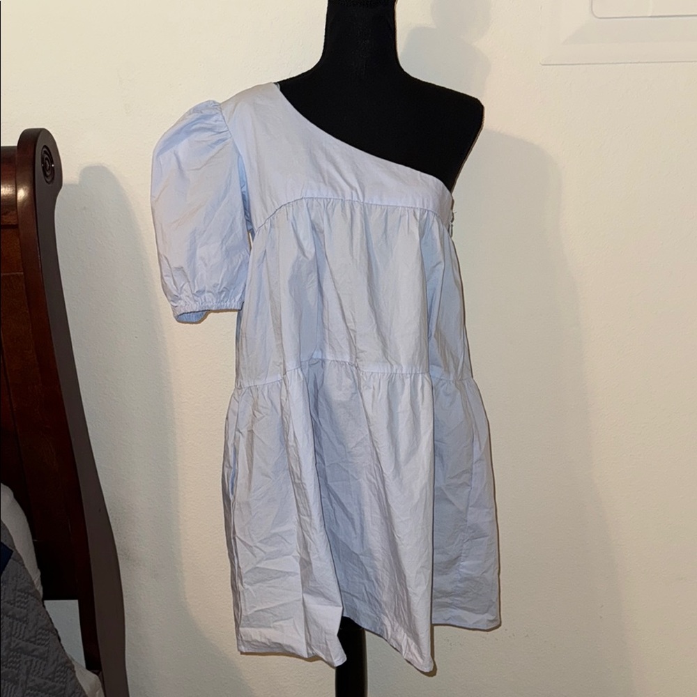 Things Between One-Shoulder Light Blue Dress
